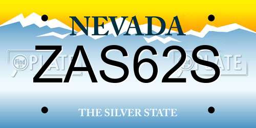 ZAS62S Nevada License Plate