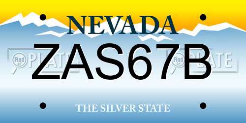 ZAS67B Nevada License Plate