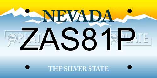 ZAS81P Nevada License Plate