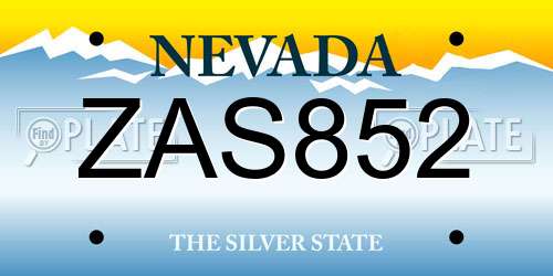 ZAS852 Nevada License Plate