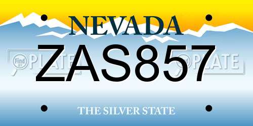ZAS857 Nevada License Plate