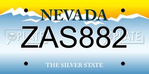 ZAS882 Nevada License Plate