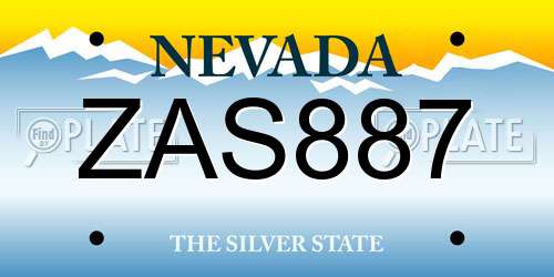 ZAS887 Nevada License Plate