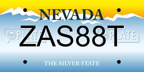 ZAS88T Nevada License Plate