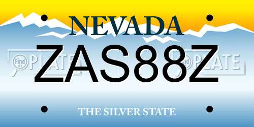 ZAS88Z Nevada License Plate
