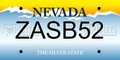 ZASB52 Nevada License Plate