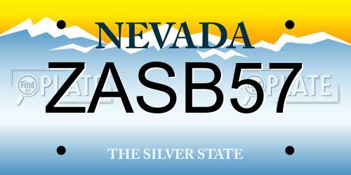 ZASB57 Nevada License Plate