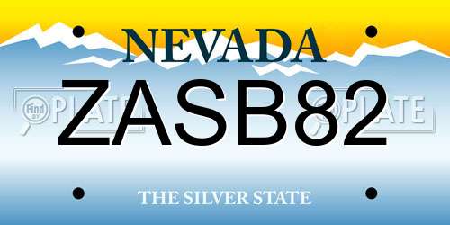 ZASB82 Nevada License Plate