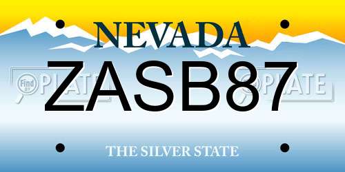 ZASB87 Nevada License Plate