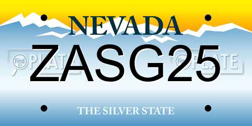 ZASG25 Nevada License Plate