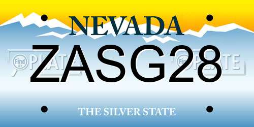 ZASG28 Nevada License Plate