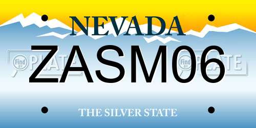 ZASM06 Nevada License Plate