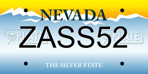 ZASS52 Nevada License Plate