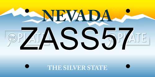 ZASS57 Nevada License Plate