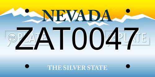 ZAT0047 Nevada License Plate