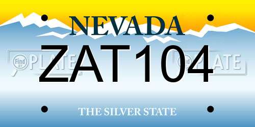 ZAT104 Nevada License Plate