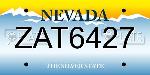 ZAT6427 Nevada License Plate