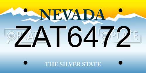 ZAT6472 Nevada License Plate