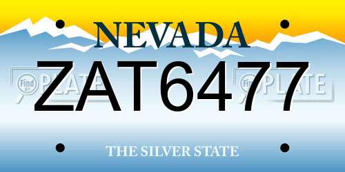 ZAT6477 Nevada License Plate