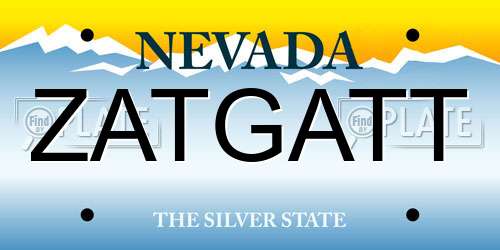 ZATGATT Nevada License Plate