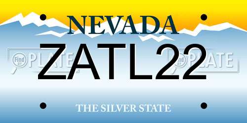 ZATL22 Nevada License Plate