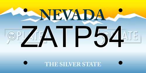 ZATP54 Nevada License Plate