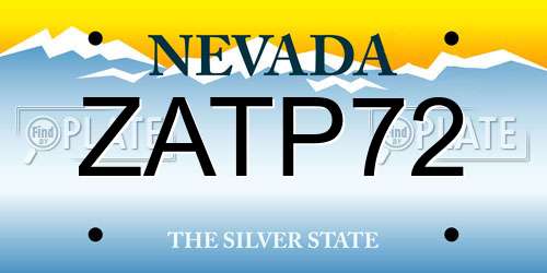 ZATP72 Nevada License Plate