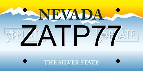 ZATP77 Nevada License Plate