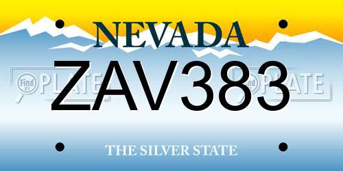 ZAV383 Nevada License Plate