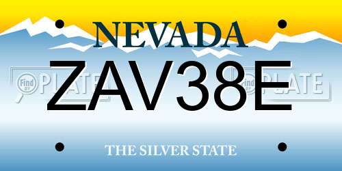ZAV38E Nevada License Plate