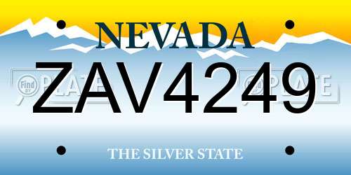 ZAV4249 Nevada License Plate