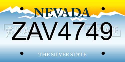 ZAV4749 Nevada License Plate