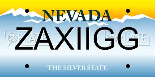 ZAXIIGG Nevada License Plate