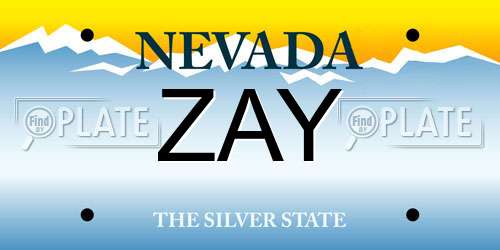 ZAY Nevada License Plate