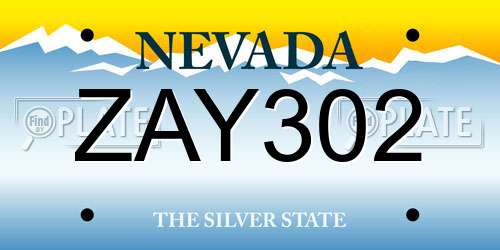 ZAY302 Nevada License Plate