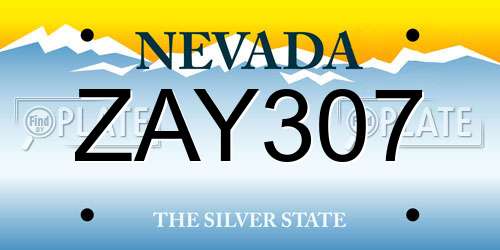 ZAY307 Nevada License Plate