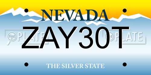 ZAY30T Nevada License Plate