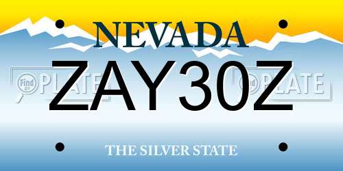 ZAY30Z Nevada License Plate