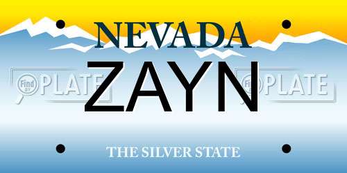 ZAYN Nevada License Plate