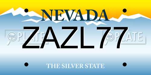 ZAZL77 Nevada License Plate