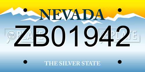 ZB01942 Nevada License Plate