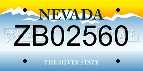 ZB02560 Nevada License Plate