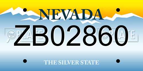 ZB02860 Nevada License Plate