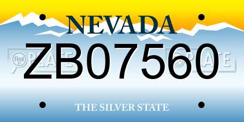 ZB07560 Nevada License Plate