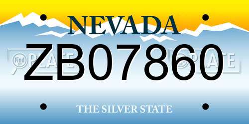 ZB07860 Nevada License Plate