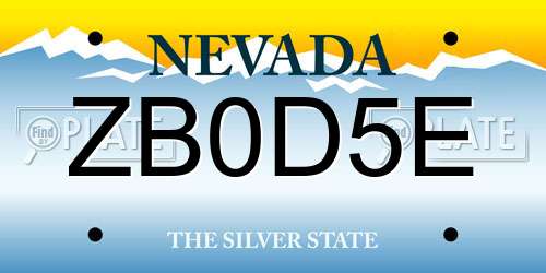 ZB0D5E Nevada License Plate