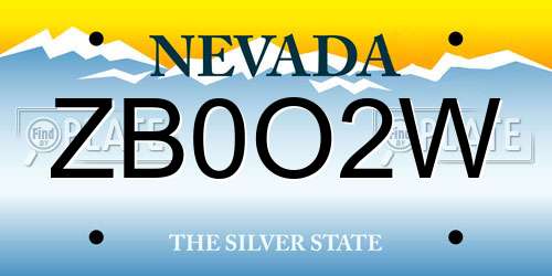 ZB0O2W Nevada License Plate