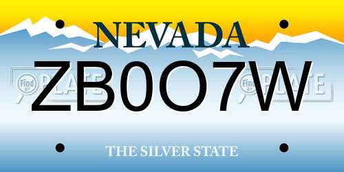 ZB0O7W Nevada License Plate