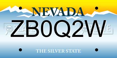 ZB0Q2W Nevada License Plate