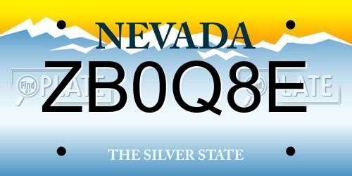 ZB0Q8E Nevada License Plate